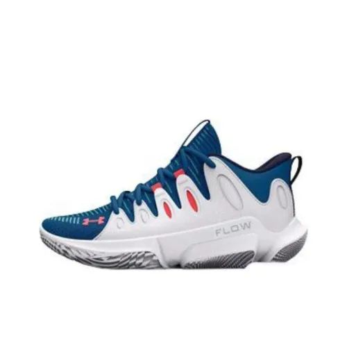 Under Armour Flow Breakthru 4 Баскетбольные кроссовки Низкий топ Белый Синий Женские