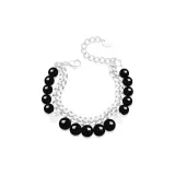 (Черный) Браслет с кубинской цепью