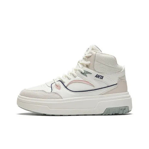 ANTA Противоскользящие Износостойкие MID Топ Скейтборд Кроссовки Женские Белые Серые Розовые