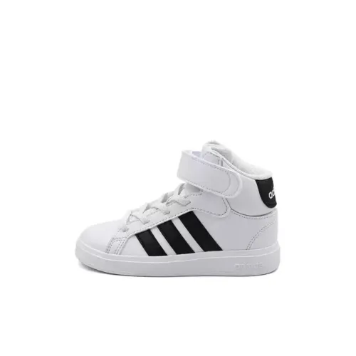 Adidas GRAND COURT Амортизация Устойчивый к истиранию Дышащий Высокий Топ Детские Скейтбординг Белый Детский