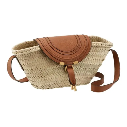 Chloe Marcie Raffia Сумка через плечо Сумка Маленькая Женская Бежевая и Коричневая