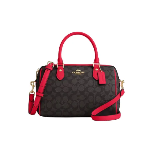 COACH Rowan Покрытый холст Сумка через плечо Сумка среднего размера Женская Красная