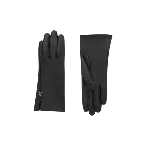 SAINT LAURENT Металл Кожа Кашемир Перчатки Унисекс Черный