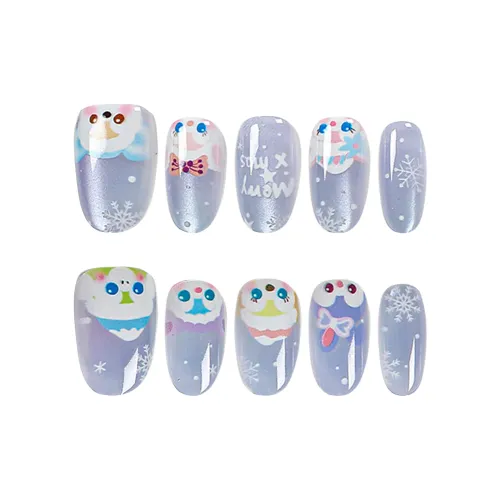 Yun Yue Joe Ледяной снежный Paradise Кошачий глаз Осветляющий Мечтательный Эфирный False Nail Короткий LADDER Фиолетовый градиент 15мм