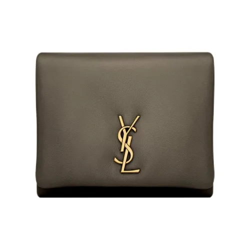SAINT LAURENT Lambskin Wallet Women's Musk Light