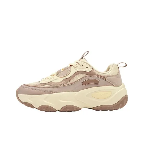 QIAODAN Износостойкий и Легкий Низкий Топ Толстая Подошва Кроссовки Женские Рыжевато-коричневый