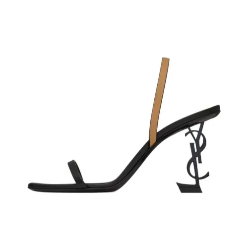 SAINT LAURENT Opyum One Ремешок Сандалии 8,5 см Женские Черный