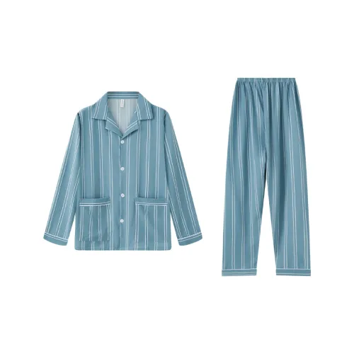 Сон Студенты Квартира Домашний Верхняя одежда Готовый Комплект пижам Мужской Синий