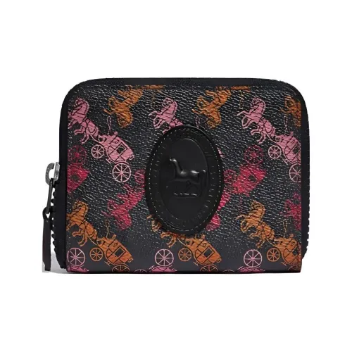 COACH Монограмма Холст и Кожа Кошелек Клатч Маленький Женский Черный