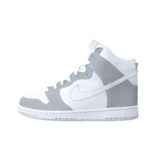 Nike Dunk High Slip-Resistant Abrasion-Resistant High Top Skateboard Shoes Men's White Silver