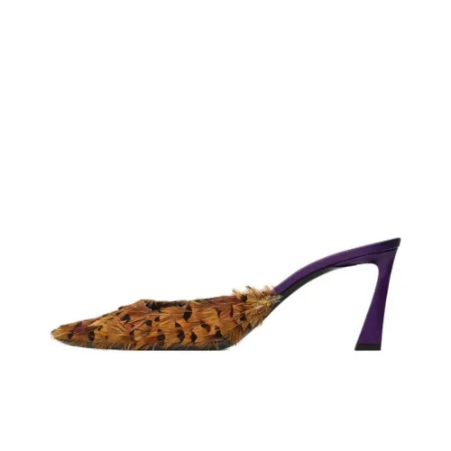 SAINT LAURENT Домашние тапочки 7 см Женские Коричневый