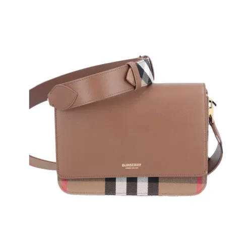 Burberry Кожа Сумка через плечо Сумка на плечо Женская Клетка Коричневый и Бежевый