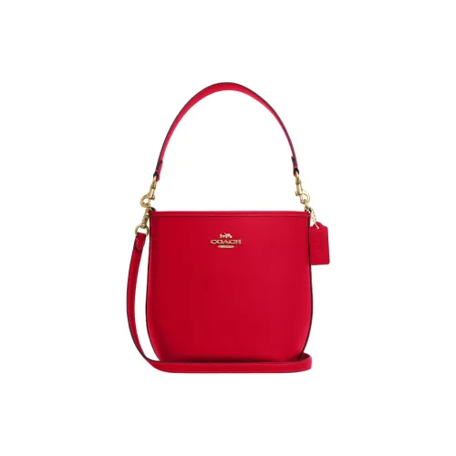 COACH Городская двойная сумка-ведро из кожи портативная сумка через плечо маленькая женская красная