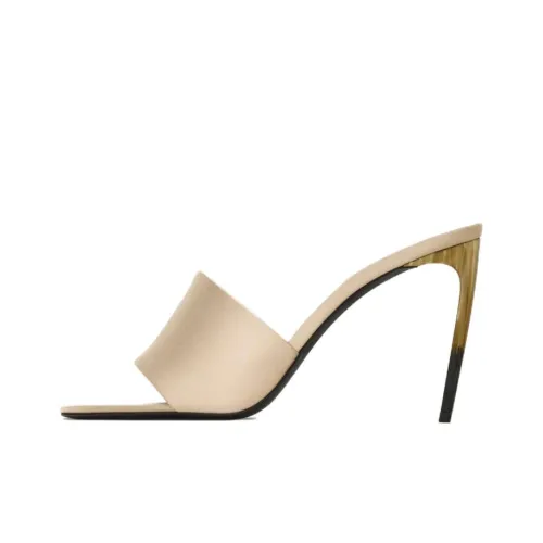 SAINT LAURENT Слипоны 9 см Женские Бежевые