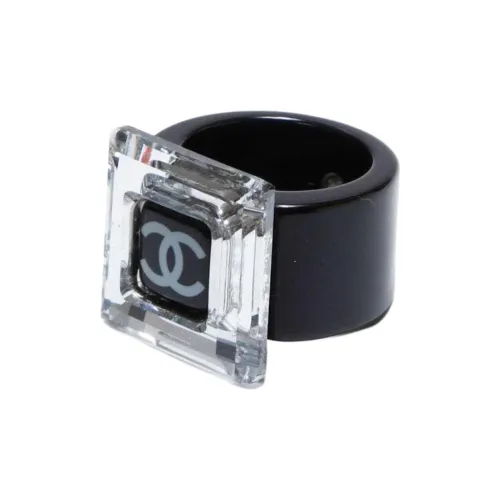 CHANEL Rhinestone Rings Women's Black Gray CHANEL Стразы Кольца Женские Черный Серый