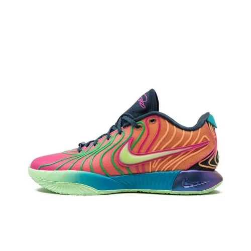 Nike Lebron 21 Slip-resistant Abrasion-resistant Low-top Баскетбольные кроссовки Мужские Красный Синий Оранжевый