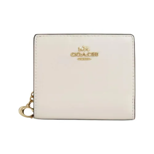 COACH Snap Wallet Лакированная кожа Кошелек Мини Женский Жемчужно-белый