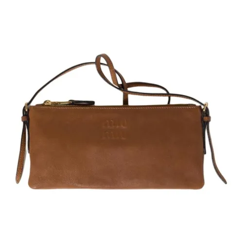 MIU MIU Кожа Клатч Сумка через плечо Сумка Mini Женская Цвет дубовый коричневый