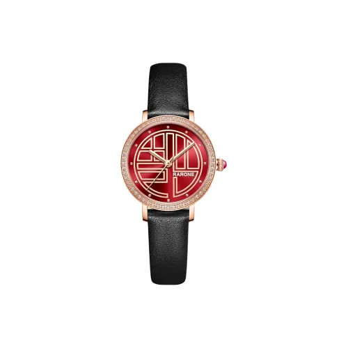 RARONE Country Style Series Запястье Благословение Кварцевый механизм Коровья кожа Ремень Часы Женские часы Красный циферблат часов