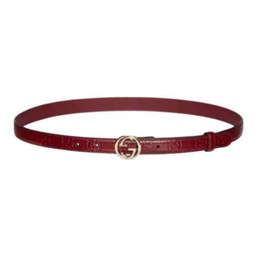 GUCCI Кожаные ремни Женские Красный Ширина корпуса 2CM