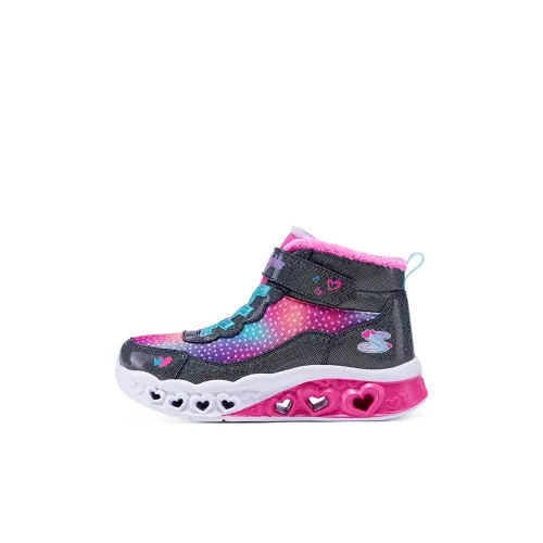 Skechers Kids Противоскользящие Устойчивые к износу Термический MID Топ Kids Lifestyle Shoes Черный Розовый Детский