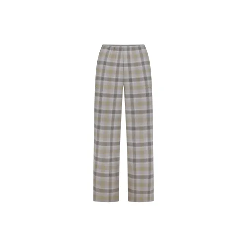 SKIMS Фланель Сон Straight Нога Брюки Пижамные брюки Женские Тауповый Клетчатый Тауповый Клетчатый