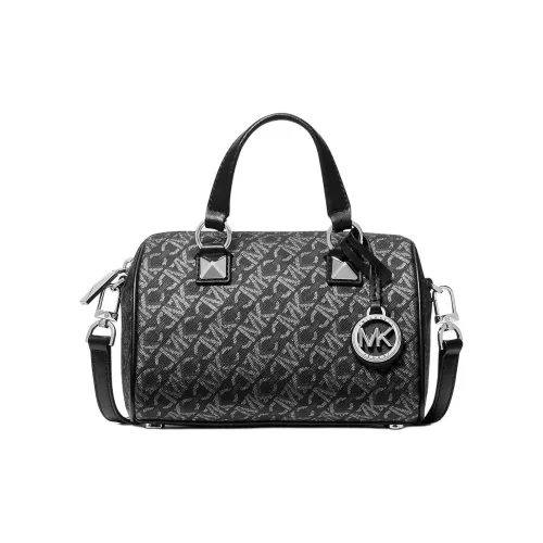 MICHAEL KORS Grayson Покрытый холст Сумка через плечо Сумка Маленькая Женская Черная и Серая