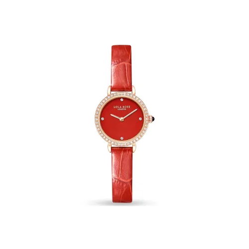 Lola Rose Women's Watch Кварцевый механизм ремень из натуральной кожи красный циферблат