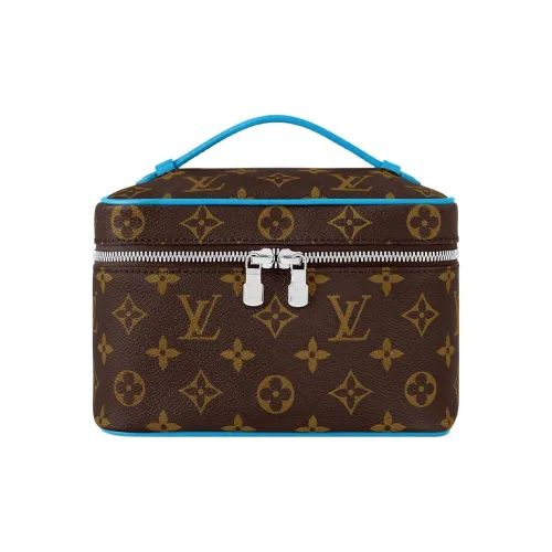 LOUIS VUITTON Кожа Косметичка Мини Женская Небесно-Синий Коричневый