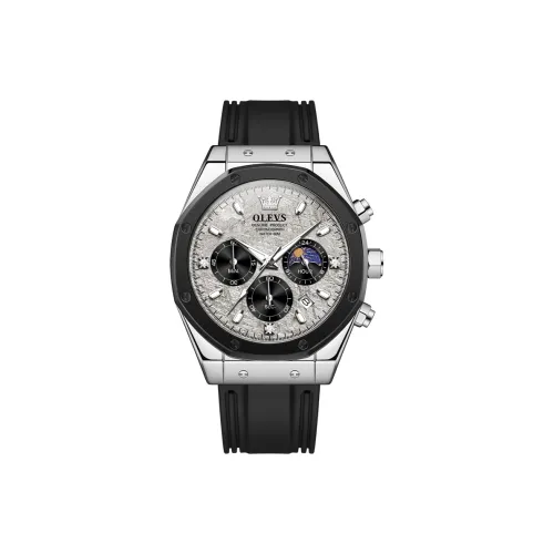 OLEVS Play The Cool Series Кварцевый механизм Силиконовый ремешок Мужские часы Серый циферблат