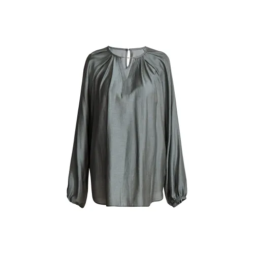 ROEYSHOUSE Пуловер Однотонный V-образный вырез Длинный рукав Рубашка Женская