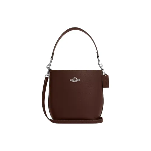 COACH Городская двойная сумка-ведро из кожи портативная сумка через плечо маленькая женская сумка кленовый лист