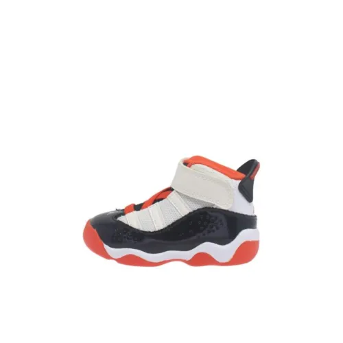 Jordan Air Jordan 6 Амортизация Износостойкие Высокие Кроссовки для малышей Черные и Оранжевые для младенцев и малышей