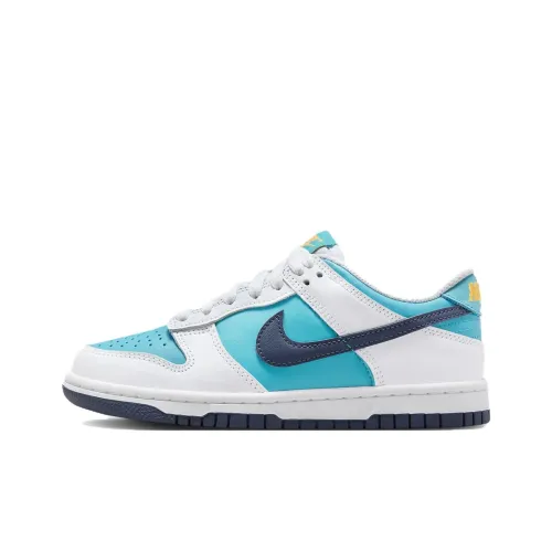 Nike Dunk Low Slip Resistant Abrasion Resistant Low Топ Детские Скейтбординги Белый синий красный
