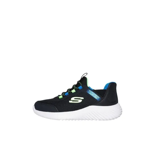 Skechers Slip Ins Детские беговые кроссовки Низкий топ Черный Зеленый Kids