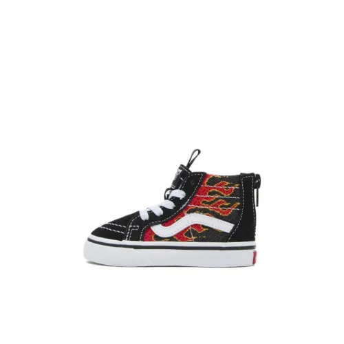 Vans SK8 HI Высокие кеды Обувь для малышей Черный Красный Infant и Toddler