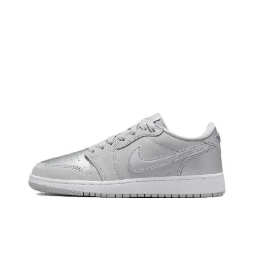Jordan Air Jordan 1 Детские баскетбольные кроссовки Low Топ Серебряный Унисекс