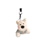 Серый Henley рубашка с белым пушистым дизайном собаки (с U-образной пряжкой) брелок