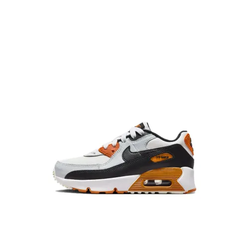 Nike Air Max 90 Устойчивый к истиранию Дышащий Низкий Топ Детская Беговая Обувь Белый Черный Детский