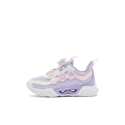 QIAODAN Противоскользящий устойчивый к истиранию низкий топ детская беговая обувь фиолетово-белый для детей от 3 до 7 лет