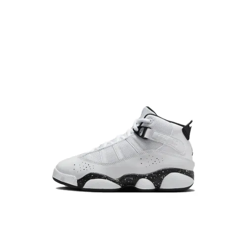 Jordan Air Jordan 6 Кольца Нескользящие Поддержка MID Топ Детские Баскетбольные кроссовки Белый Детский возраст 3-7 лет
