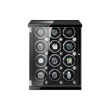 12 отделений для часов, внешняя сторона - углеродное волокно, внутренняя часть - черная