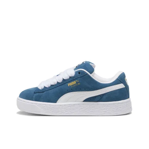 PUMA Suede Series Детские Скейтбординги Низкий Топ Океанический Тропический Теплый Белый Школьный возраст