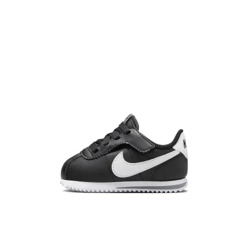 nike Cortez EasyOn Устойчивая к истиранию Низкая Обувь для малышей Черный Белый Младенец Малыш