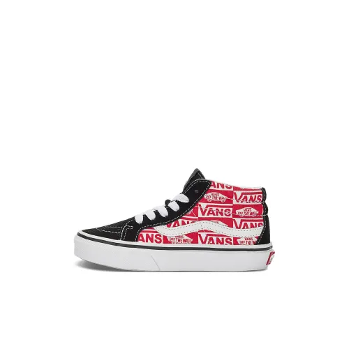 Vans SK8 Детские Скейтбординги MID Топ Черный/Красный Пре-Школа