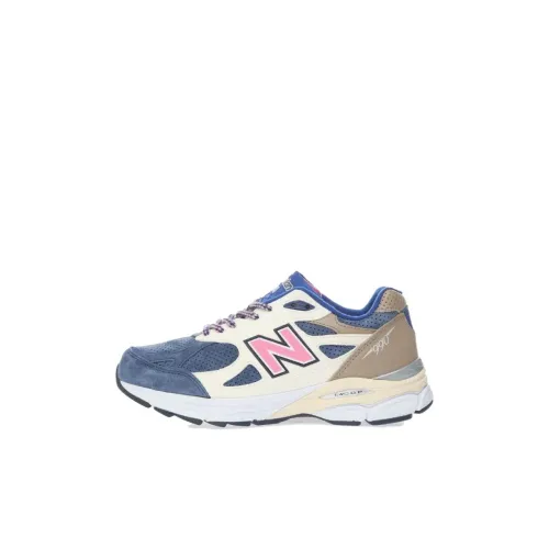 New Balance NB 990 V3 Устойчивый к истиранию Дышащий Низкий Топ Детская Беговая Обувь Синие Белые Детские