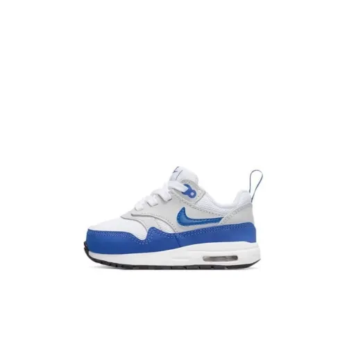 Nike Air Max 1 EasyOn TD Амортизация Износостойкий Низкий Топ Обувь для малышей Белый Синий Infant And Toddler