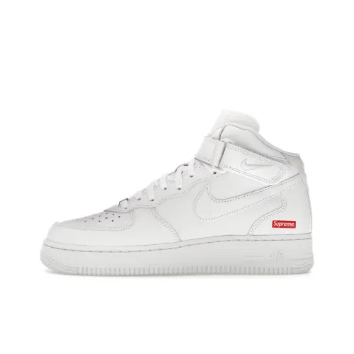 Supreme x Nike Air FORCE 1 Slip-on Устойчивый к истиранию Скейтбординг Кроссовки Унисекс Белый