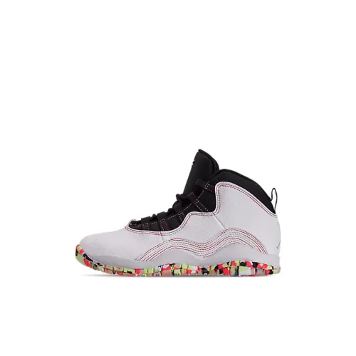 Jordan Air Джордан 10 Устойчивые к истиранию Высокие Баскетбольные Кроссовки для Детей Белые Возраст 3-7 лет