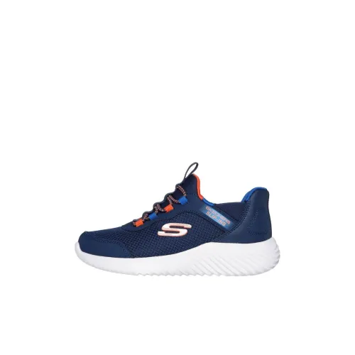Skechers Slip Ins Bounder Brisk Burst Low Топ Детские беговые кроссовки Синий Детский